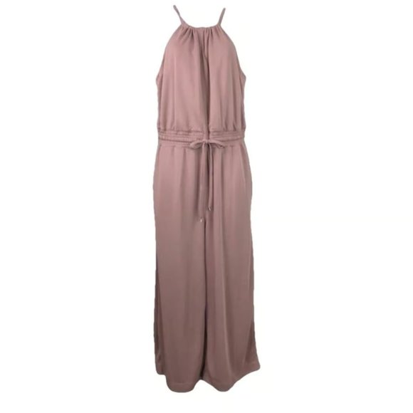 Club Monaco Halter Elastic Waist Crop Jumpsuit Casual Pink Rose Mauve Size S - Picture 5 of 10